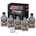AMSOIL 20W-50 Synthetic V-Twin Oil Change Kit – 5 Quarts with Chrome Filter