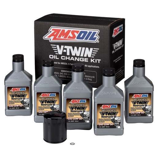 AMSOIL 20W-50 Synthetic V-Twin Oil Change Kit – 5 Quarts with Black Filter - AMSOIL